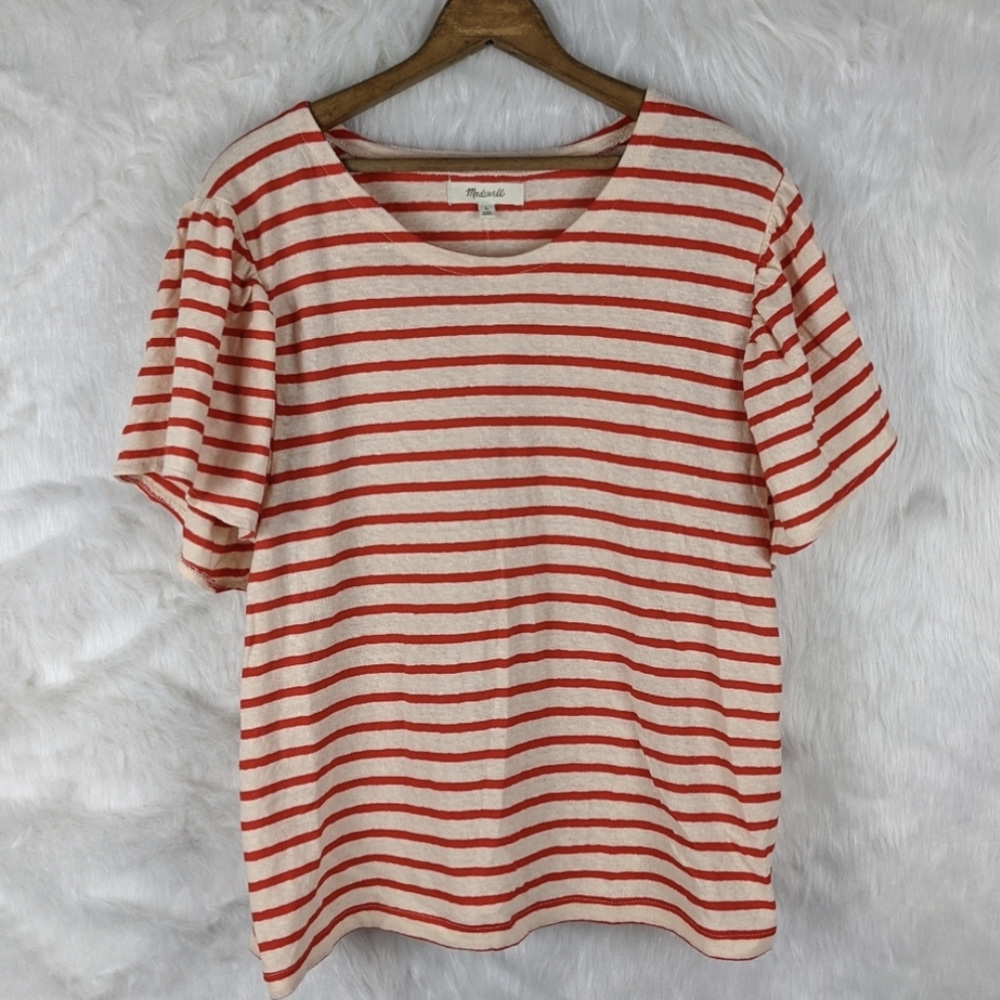 Madewell- red and white striped T shirt